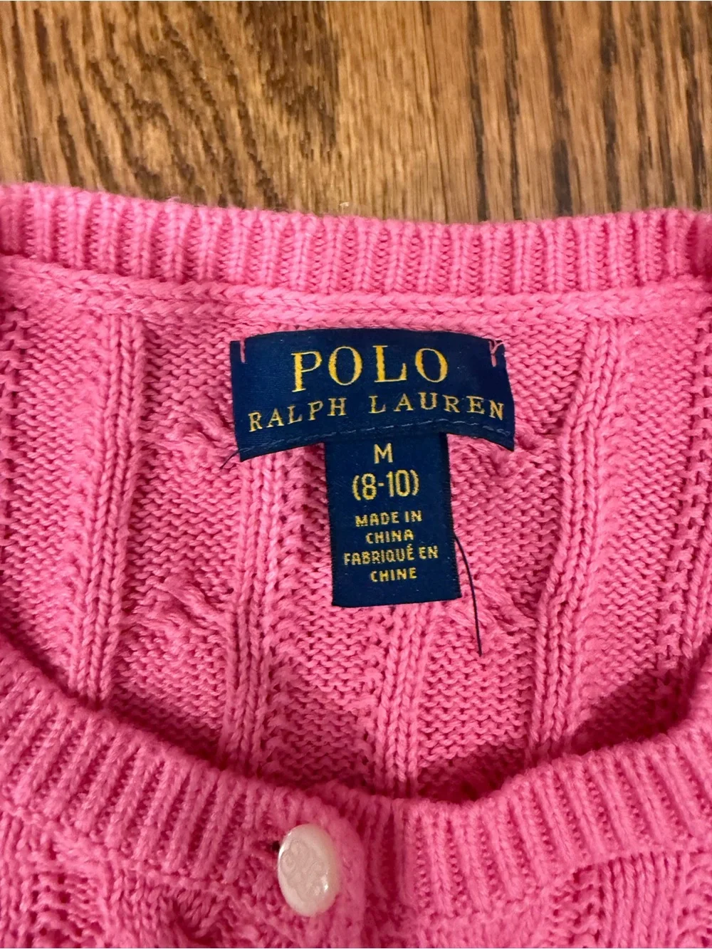 Polo by Ralph Lauren Pink Cable-Knit Ruffle Cardigan